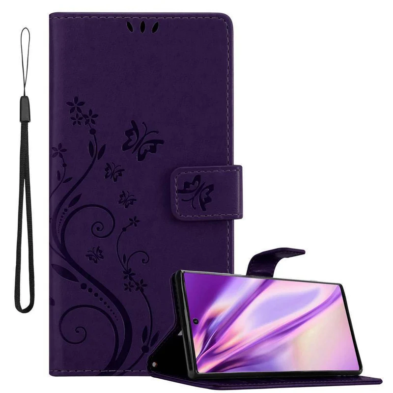 Cadorabo Hülle kompatibel mit Samsung Galaxy NOTE 10 Schutzhülle im Blumen Design mit Magnetverschluss, Standfunktion und Kartenfächern
