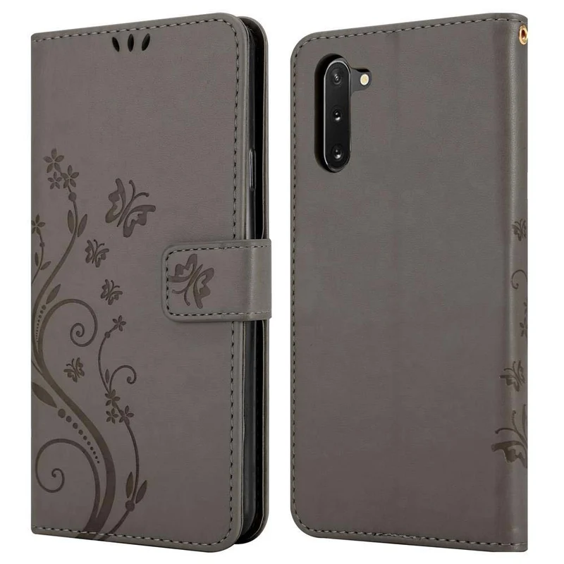 Cadorabo Hülle kompatibel mit Samsung Galaxy NOTE 10 Schutzhülle im Blumen Design mit Magnetverschluss, Standfunktion und Kartenfächern