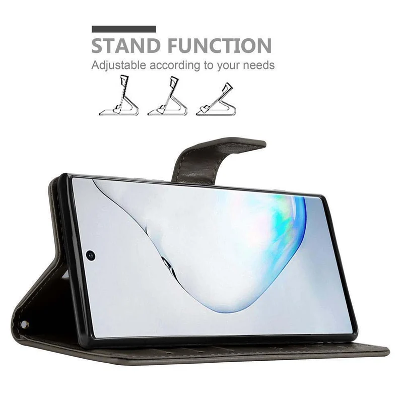 Cadorabo Hülle kompatibel mit Samsung Galaxy NOTE 10 Schutzhülle im Blumen Design mit Magnetverschluss, Standfunktion und Kartenfächern