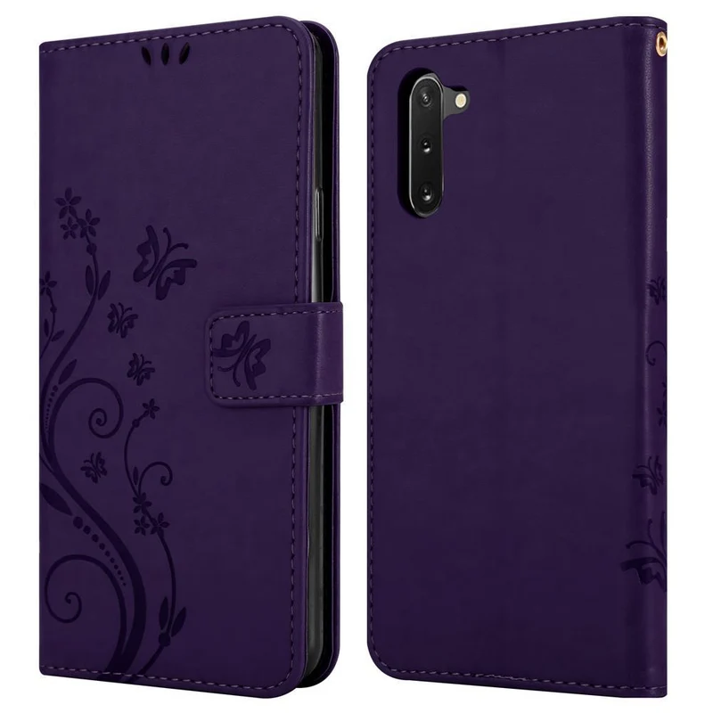 Cadorabo Hülle kompatibel mit Samsung Galaxy NOTE 10 Schutzhülle im Blumen Design mit Magnetverschluss, Standfunktion und Kartenfächern