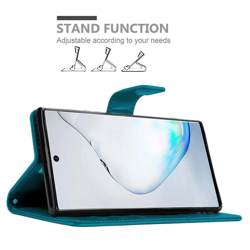 Cadorabo Hülle kompatibel mit Samsung Galaxy NOTE 10 Schutzhülle im Blumen Design mit Magnetverschluss, Standfunktion und Kartenfächern
