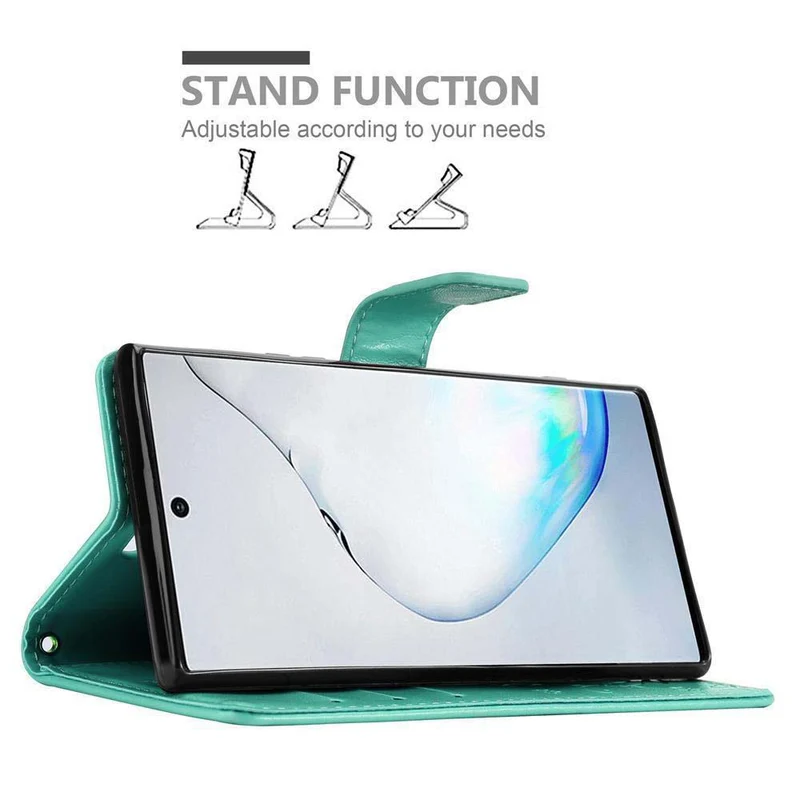 Cadorabo Hülle kompatibel mit Samsung Galaxy NOTE 10 Schutzhülle im Blumen Design mit Magnetverschluss, Standfunktion und Kartenfächern