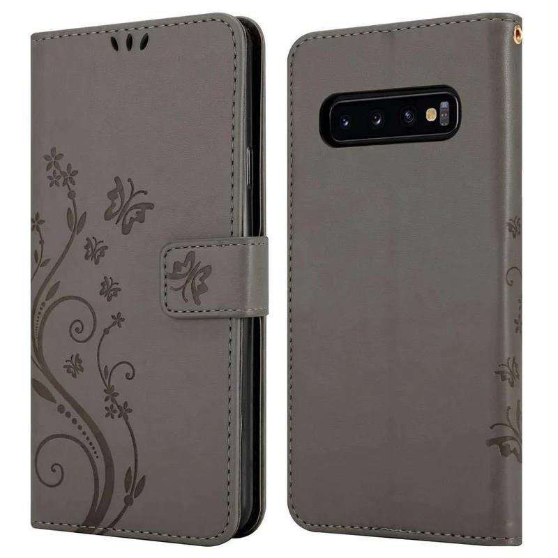Cadorabo Hülle kompatibel mit Samsung Galaxy S10 5G Schutzhülle im Blumen Design mit Magnetverschluss, Standfunktion und Kartenfächern