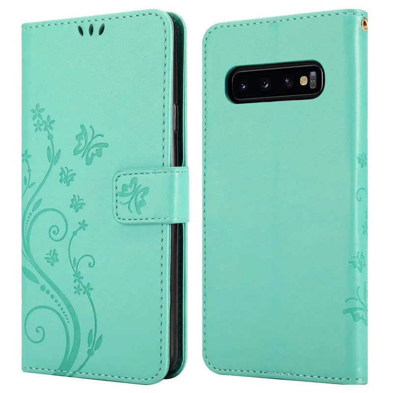 Cadorabo Hülle kompatibel mit Samsung Galaxy S10 5G Schutzhülle im Blumen Design mit Magnetverschluss, Standfunktion und Kartenfächern