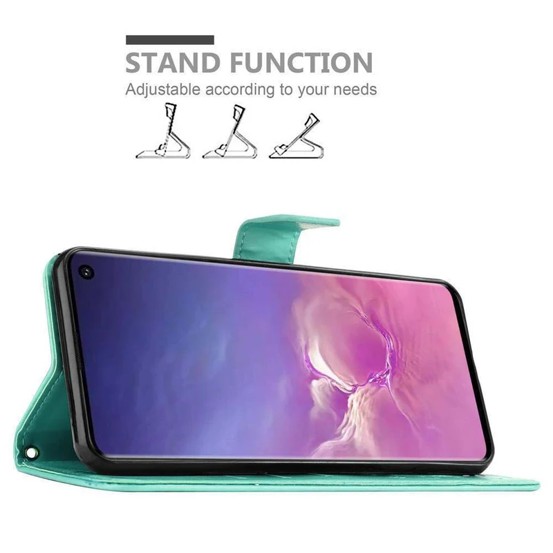 Cadorabo Hülle kompatibel mit Samsung Galaxy S10 5G Schutzhülle im Blumen Design mit Magnetverschluss, Standfunktion und Kartenfächern