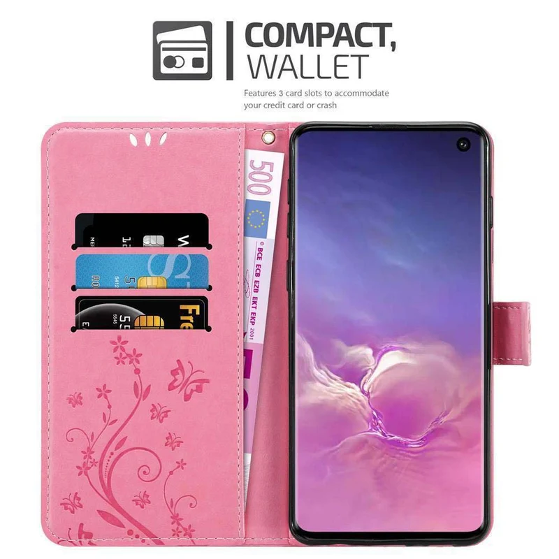 Cadorabo Hülle kompatibel mit Samsung Galaxy S10 5G Schutzhülle im Blumen Design mit Magnetverschluss, Standfunktion und Kartenfächern