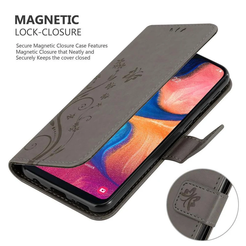 Cadorabo Hülle kompatibel mit Samsung Galaxy A10e / A20e Schutzhülle im Blumen Design mit Magnetverschluss, Standfunktion und Kartenfächern