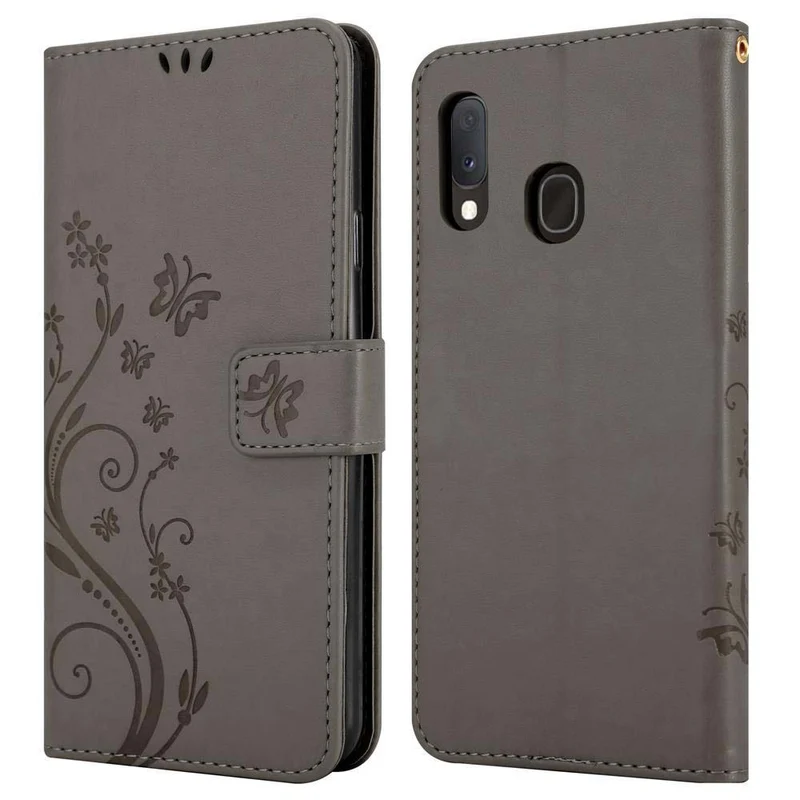Cadorabo Hülle kompatibel mit Samsung Galaxy A10e / A20e Schutzhülle im Blumen Design mit Magnetverschluss, Standfunktion und Kartenfächern