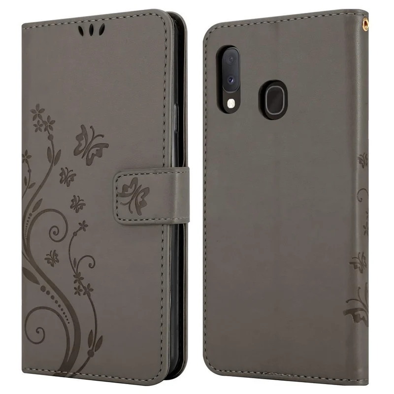 Cadorabo Hülle kompatibel mit Samsung Galaxy A10e / A20e Schutzhülle im Blumen Design mit Magnetverschluss, Standfunktion und Kartenfächern