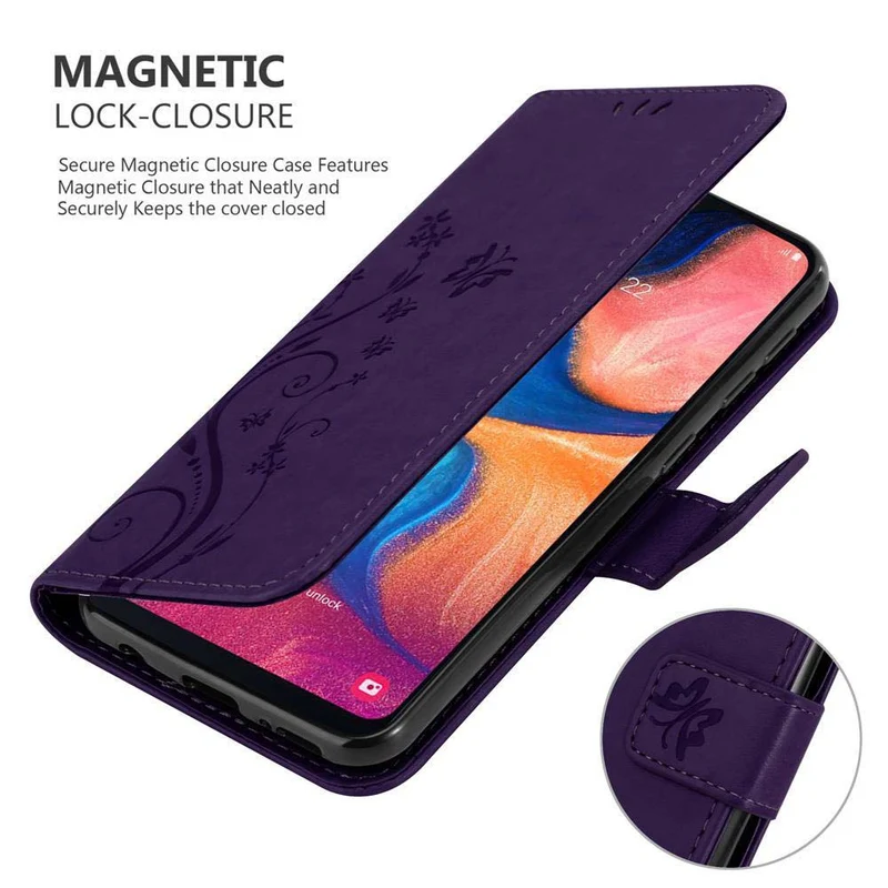 Cadorabo Hülle kompatibel mit Samsung Galaxy A10e / A20e Schutzhülle im Blumen Design mit Magnetverschluss, Standfunktion und Kartenfächern