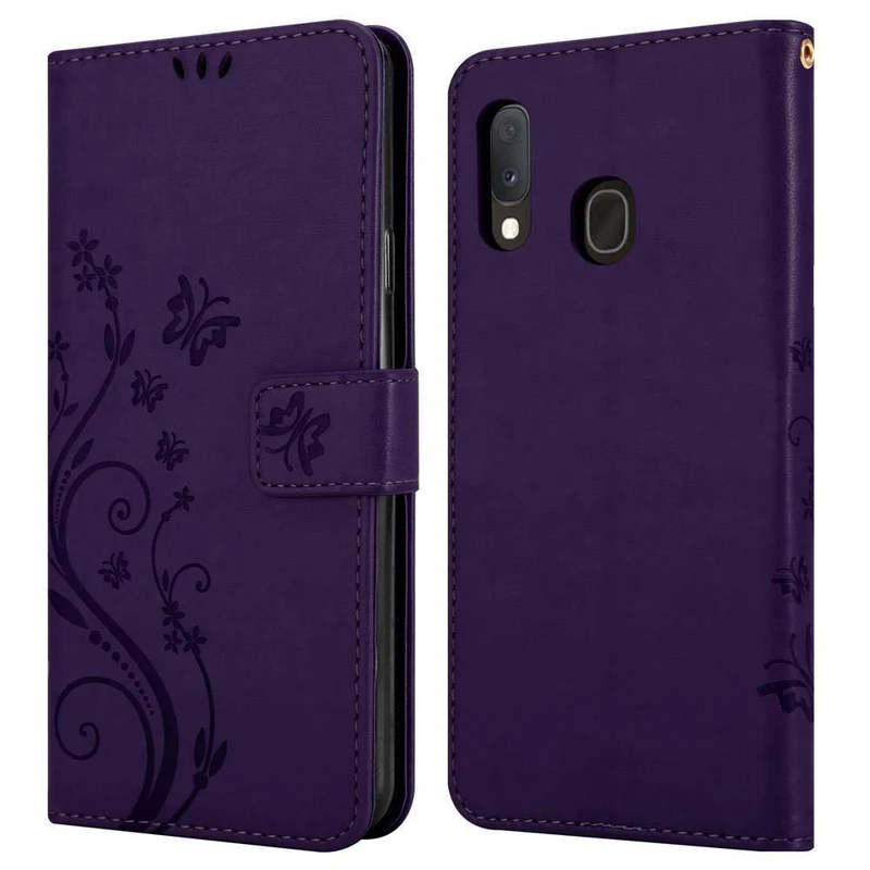 Cadorabo Hülle kompatibel mit Samsung Galaxy A10e / A20e Schutzhülle im Blumen Design mit Magnetverschluss, Standfunktion und Kartenfächern