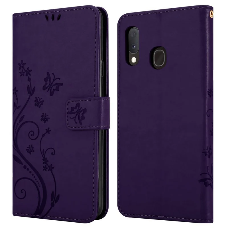 Cadorabo Hülle kompatibel mit Samsung Galaxy A10e / A20e Schutzhülle im Blumen Design mit Magnetverschluss, Standfunktion und Kartenfächern