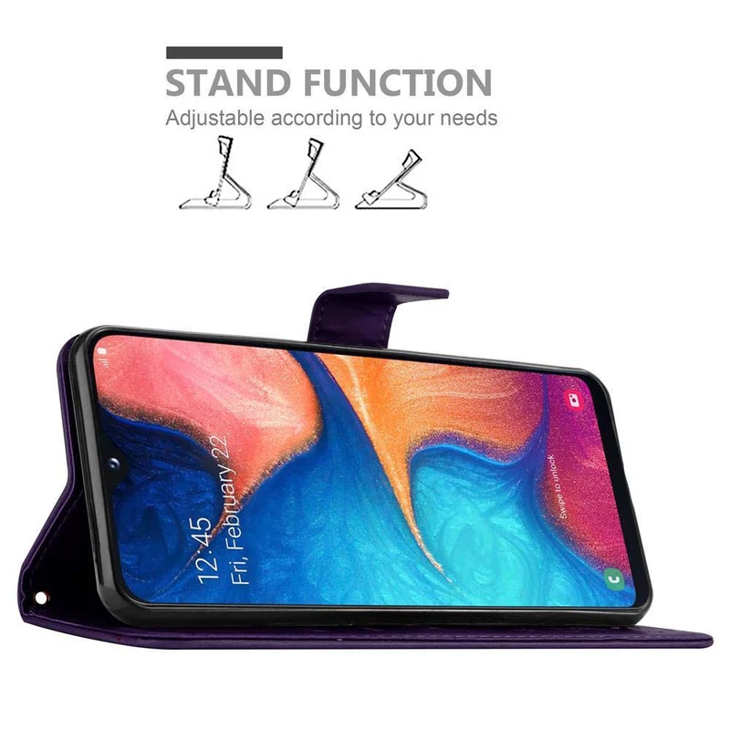 Cadorabo Hülle kompatibel mit Samsung Galaxy A10e / A20e Schutzhülle im Blumen Design mit Magnetverschluss, Standfunktion und Kartenfächern