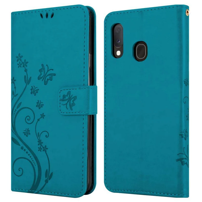 Cadorabo Hülle kompatibel mit Samsung Galaxy A10e / A20e Schutzhülle im Blumen Design mit Magnetverschluss, Standfunktion und Kartenfächern