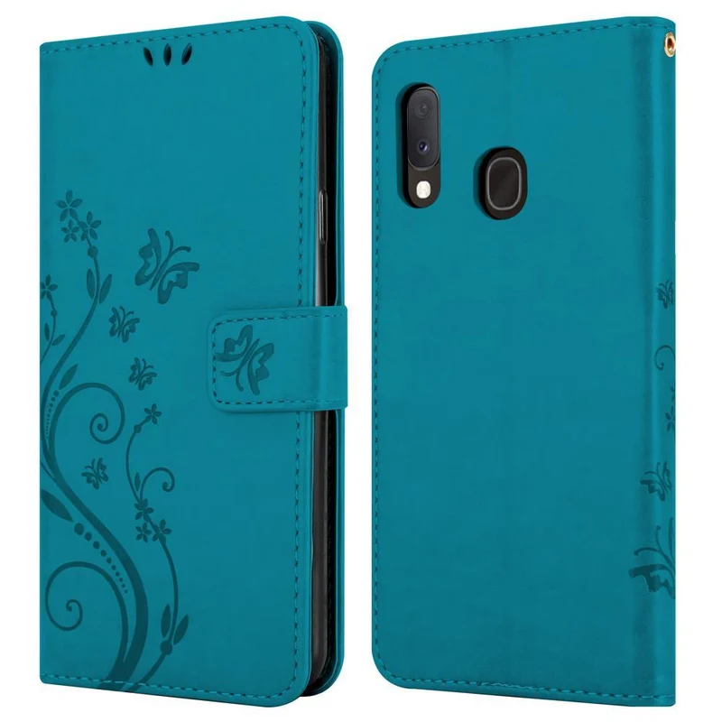 Cadorabo Hülle kompatibel mit Samsung Galaxy A10e / A20e Schutzhülle im Blumen Design mit Magnetverschluss, Standfunktion und Kartenfächern