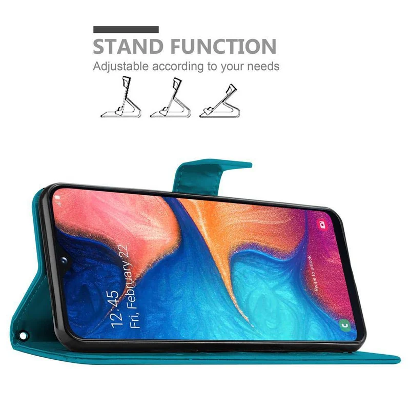 Cadorabo Hülle kompatibel mit Samsung Galaxy A10e / A20e Schutzhülle im Blumen Design mit Magnetverschluss, Standfunktion und Kartenfächern