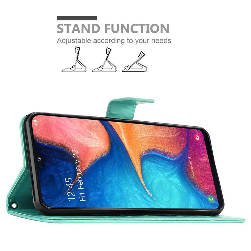 Cadorabo Hülle kompatibel mit Samsung Galaxy A10e / A20e Schutzhülle im Blumen Design mit Magnetverschluss, Standfunktion und Kartenfächern