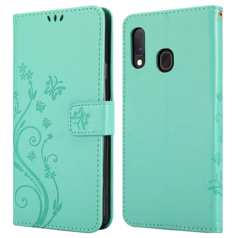 Cadorabo Hülle kompatibel mit Samsung Galaxy A10e / A20e Schutzhülle im Blumen Design mit Magnetverschluss, Standfunktion und Kartenfächern