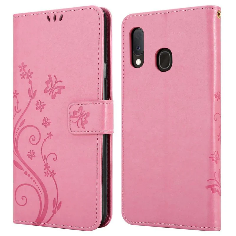 Cadorabo Hülle kompatibel mit Samsung Galaxy A10e / A20e Schutzhülle im Blumen Design mit Magnetverschluss, Standfunktion und Kartenfächern