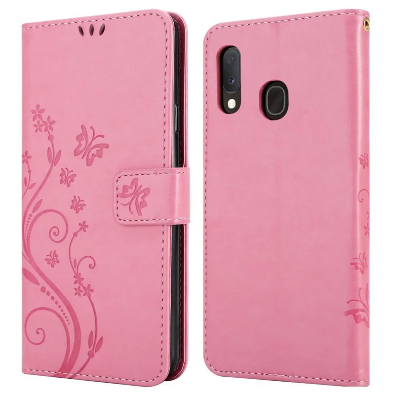 Cadorabo Hülle kompatibel mit Samsung Galaxy A10e / A20e Schutzhülle im Blumen Design mit Magnetverschluss, Standfunktion und Kartenfächern