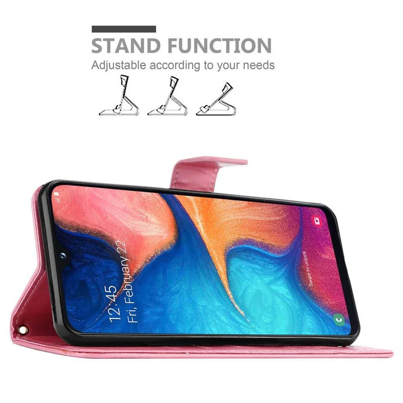 Cadorabo Hülle kompatibel mit Samsung Galaxy A10e / A20e Schutzhülle im Blumen Design mit Magnetverschluss, Standfunktion und Kartenfächern
