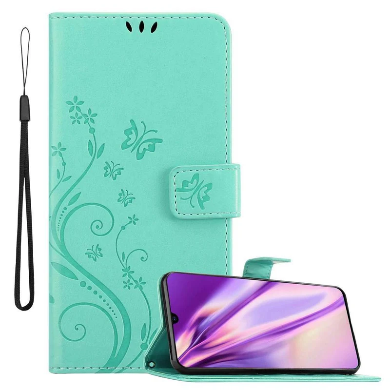 Cadorabo Hülle kompatibel mit Samsung Galaxy A70 / A70s Schutzhülle im Blumen Design mit Magnetverschluss, Standfunktion und Kartenfächern