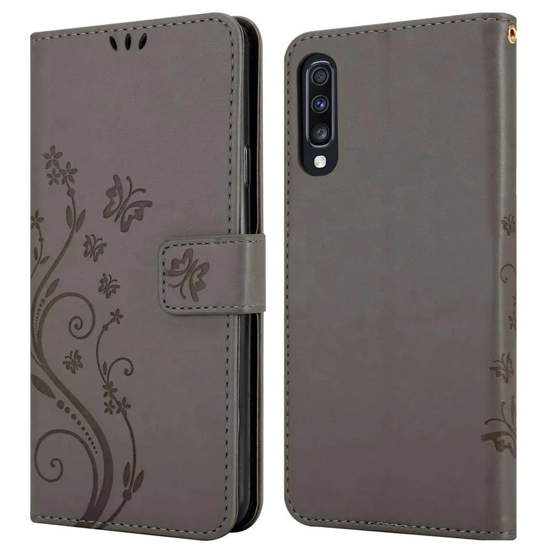 Cadorabo Hülle kompatibel mit Samsung Galaxy A70 / A70s Schutzhülle im Blumen Design mit Magnetverschluss, Standfunktion und Kartenfächern