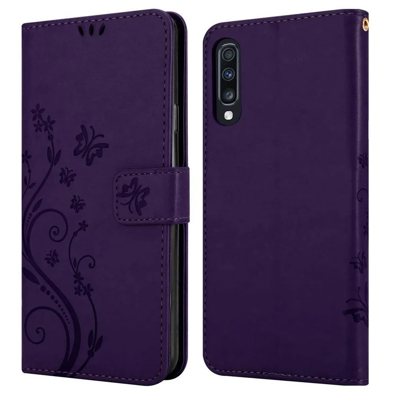 Cadorabo Hülle kompatibel mit Samsung Galaxy A70 / A70s Schutzhülle im Blumen Design mit Magnetverschluss, Standfunktion und Kartenfächern