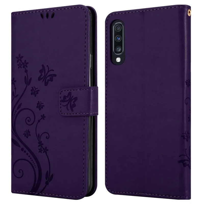 Cadorabo Hülle kompatibel mit Samsung Galaxy A70 / A70s Schutzhülle im Blumen Design mit Magnetverschluss, Standfunktion und Kartenfächern