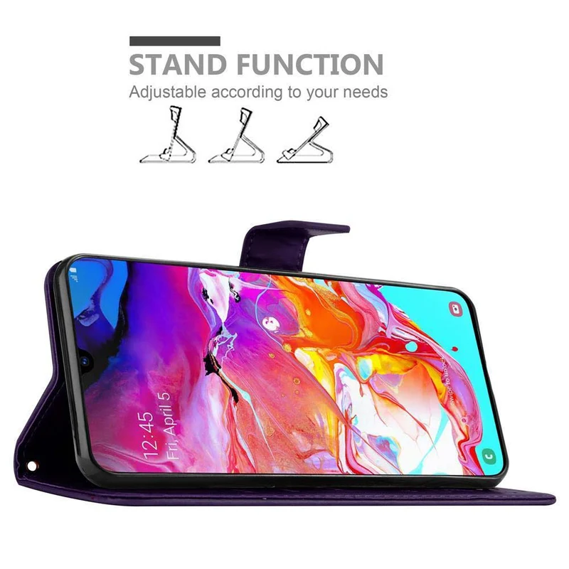 Cadorabo Hülle kompatibel mit Samsung Galaxy A70 / A70s Schutzhülle im Blumen Design mit Magnetverschluss, Standfunktion und Kartenfächern
