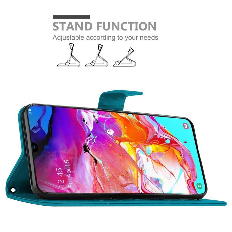 Cadorabo Hülle kompatibel mit Samsung Galaxy A70 / A70s Schutzhülle im Blumen Design mit Magnetverschluss, Standfunktion und Kartenfächern