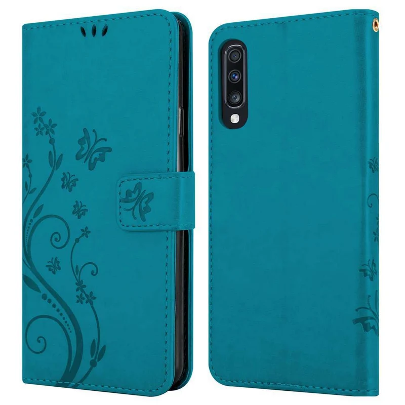 Cadorabo Hülle kompatibel mit Samsung Galaxy A70 / A70s Schutzhülle im Blumen Design mit Magnetverschluss, Standfunktion und Kartenfächern