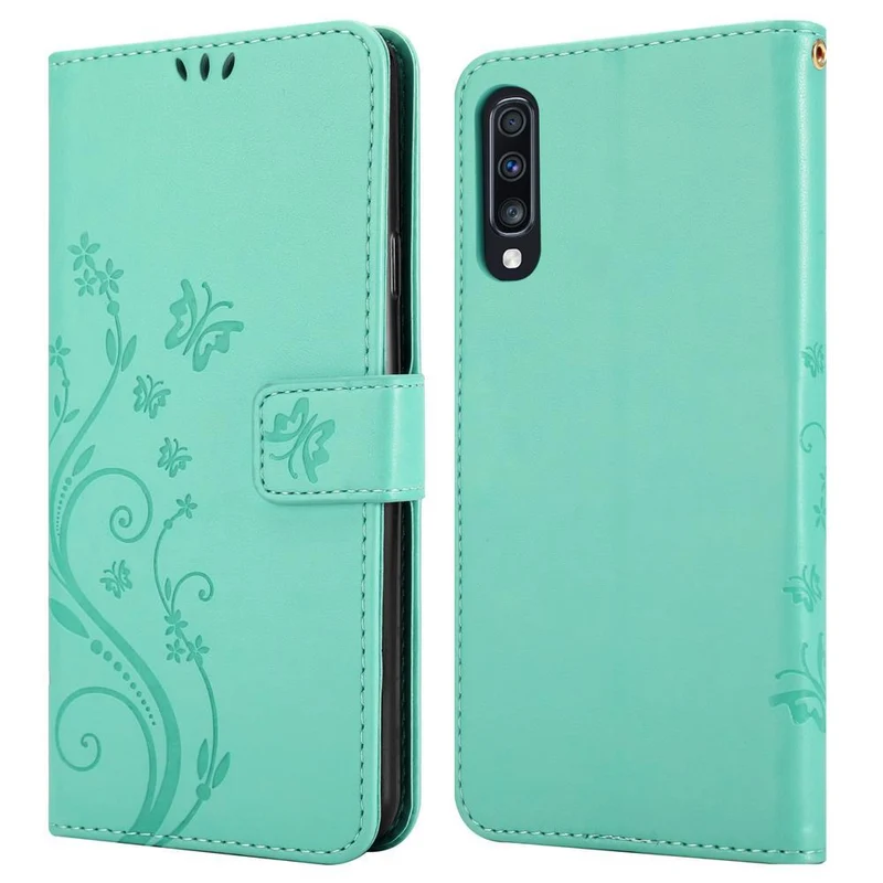 Cadorabo Hülle kompatibel mit Samsung Galaxy A70 / A70s Schutzhülle im Blumen Design mit Magnetverschluss, Standfunktion und Kartenfächern