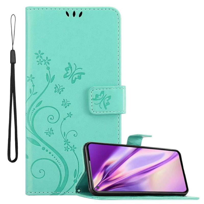 Cadorabo Hülle kompatibel mit Samsung Galaxy A60 / M40 Schutzhülle im Blumen Design mit Magnetverschluss, Standfunktion und Kartenfächern