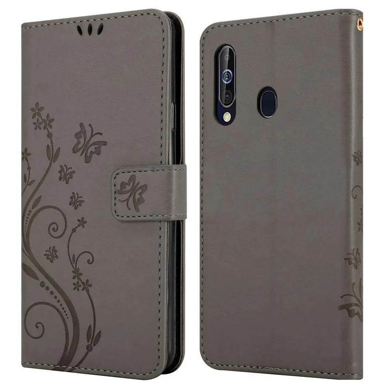 Cadorabo Hülle kompatibel mit Samsung Galaxy A60 / M40 Schutzhülle im Blumen Design mit Magnetverschluss, Standfunktion und Kartenfächern