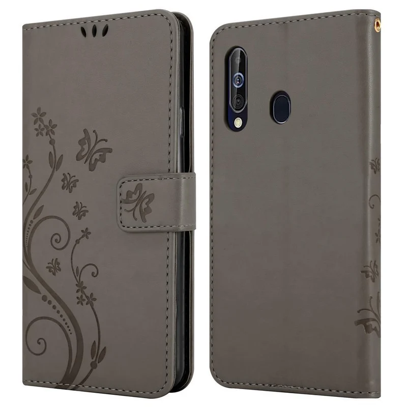 Cadorabo Hülle kompatibel mit Samsung Galaxy A60 / M40 Schutzhülle im Blumen Design mit Magnetverschluss, Standfunktion und Kartenfächern