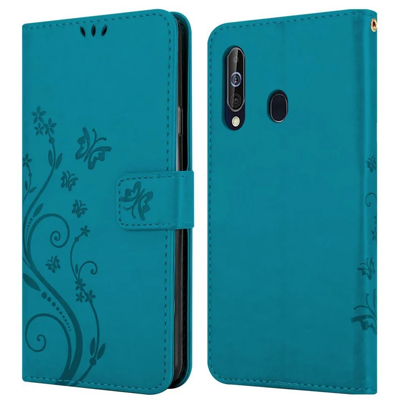 Cadorabo Hülle kompatibel mit Samsung Galaxy A60 / M40 Schutzhülle im Blumen Design mit Magnetverschluss, Standfunktion und Kartenfächern