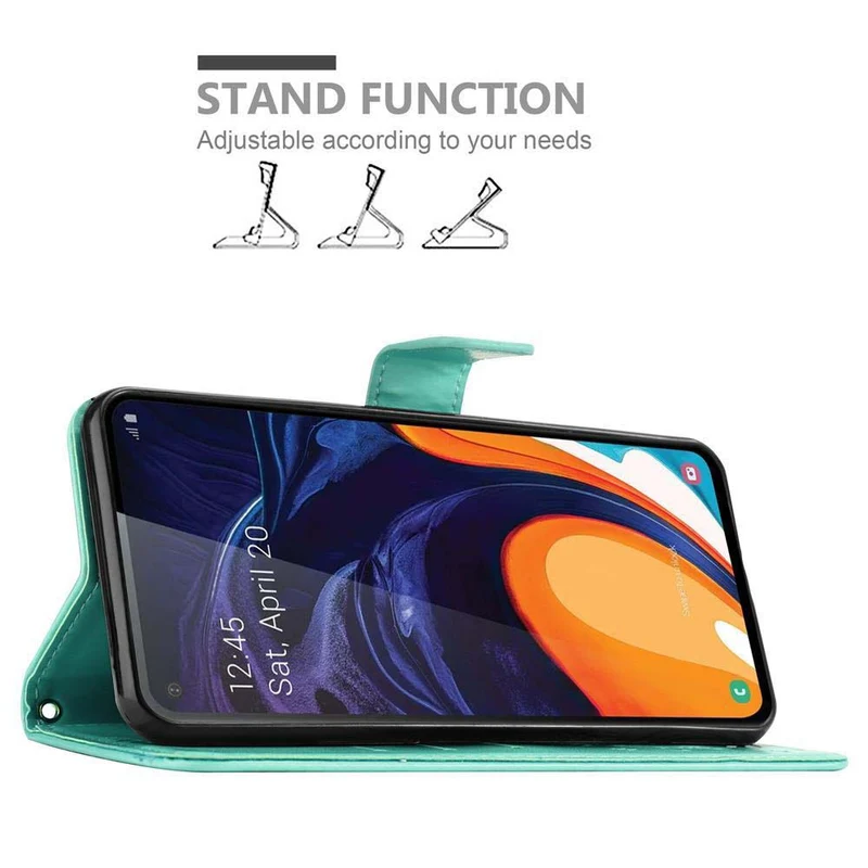 Cadorabo Hülle kompatibel mit Samsung Galaxy A60 / M40 Schutzhülle im Blumen Design mit Magnetverschluss, Standfunktion und Kartenfächern