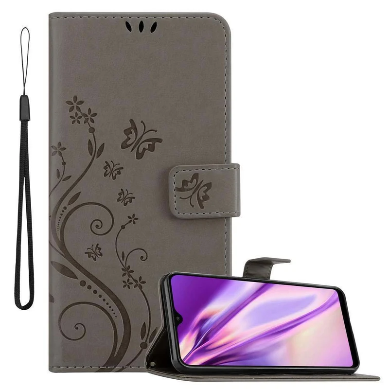 Cadorabo Hülle kompatibel mit Samsung Galaxy A40 Schutzhülle im Blumen Design mit Magnetverschluss, Standfunktion und Kartenfächern