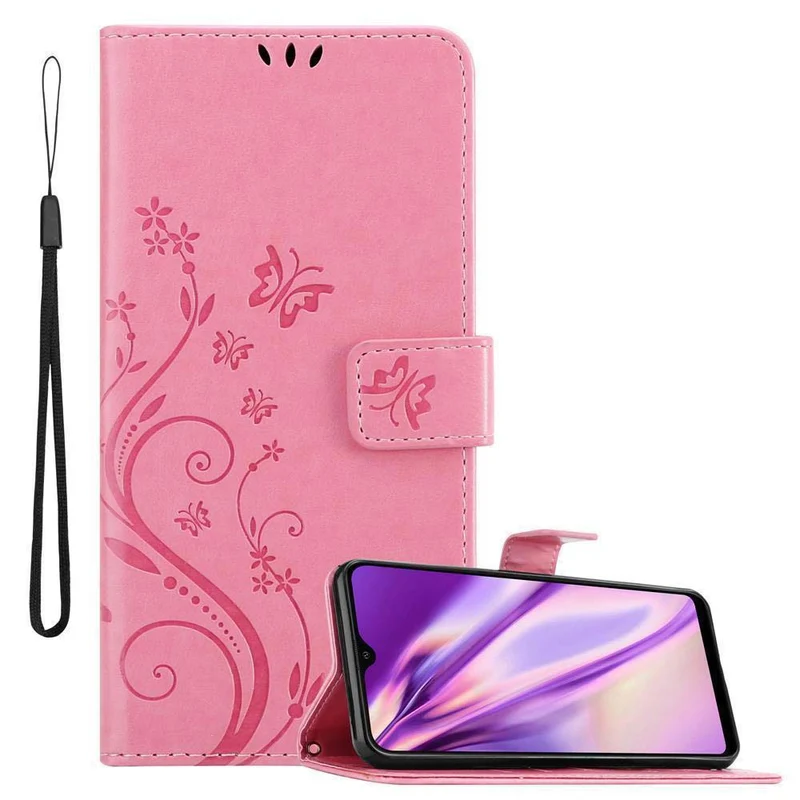 Cadorabo Hülle kompatibel mit Samsung Galaxy A40 Schutzhülle im Blumen Design mit Magnetverschluss, Standfunktion und Kartenfächern