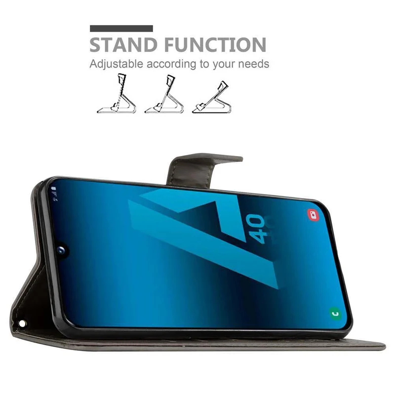 Cadorabo Hülle kompatibel mit Samsung Galaxy A40 Schutzhülle im Blumen Design mit Magnetverschluss, Standfunktion und Kartenfächern