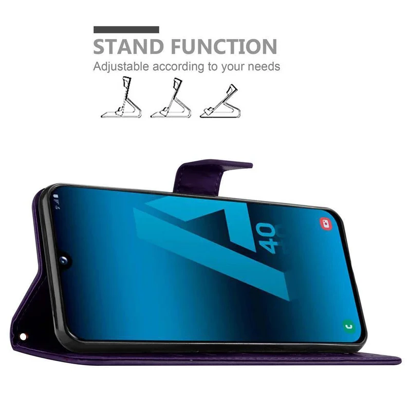 Cadorabo Hülle kompatibel mit Samsung Galaxy A40 Schutzhülle im Blumen Design mit Magnetverschluss, Standfunktion und Kartenfächern