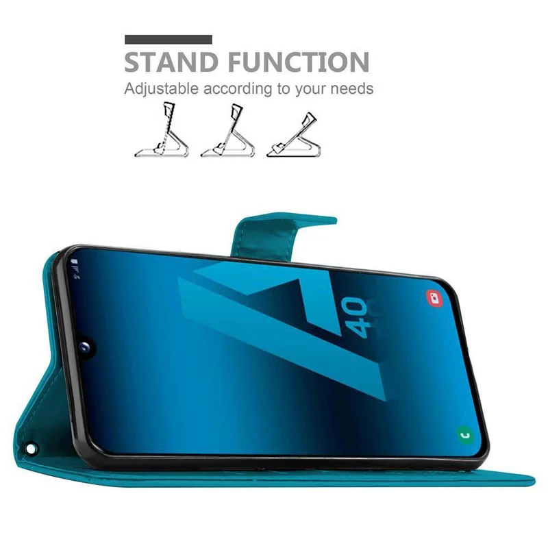 Cadorabo Hülle kompatibel mit Samsung Galaxy A40 Schutzhülle im Blumen Design mit Magnetverschluss, Standfunktion und Kartenfächern