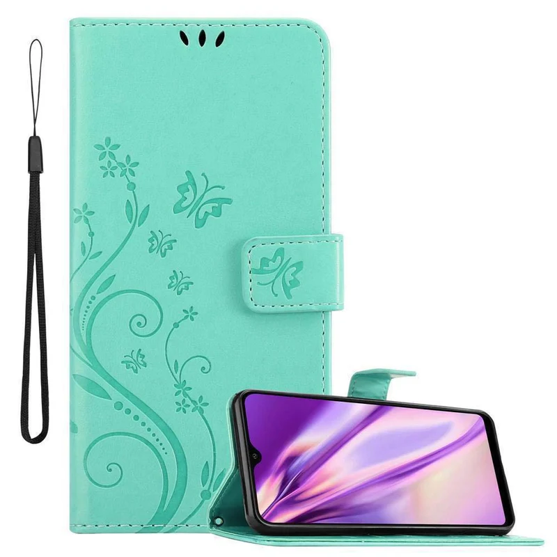 Cadorabo Hülle kompatibel mit Samsung Galaxy A10 / M10 Schutzhülle im Blumen Design mit Magnetverschluss, Standfunktion und Kartenfächern