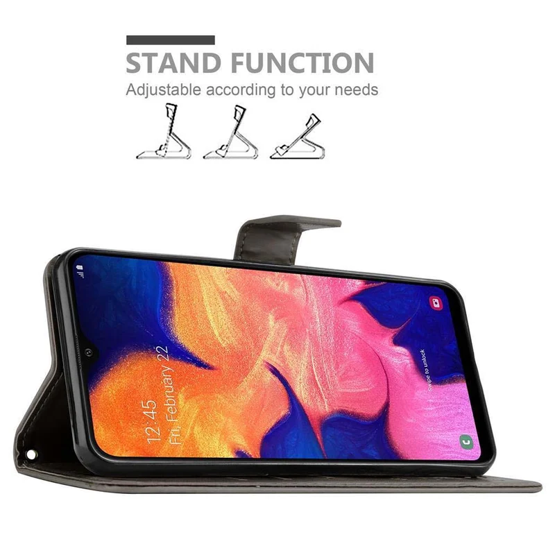 Cadorabo Hülle kompatibel mit Samsung Galaxy A10 / M10 Schutzhülle im Blumen Design mit Magnetverschluss, Standfunktion und Kartenfächern