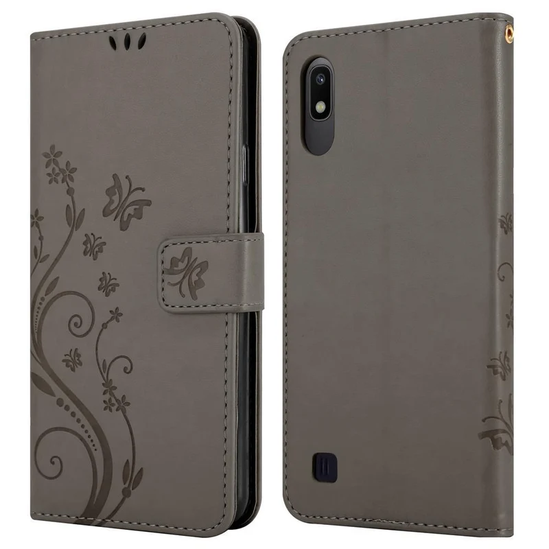 Cadorabo Hülle kompatibel mit Samsung Galaxy A10 / M10 Schutzhülle im Blumen Design mit Magnetverschluss, Standfunktion und Kartenfächern