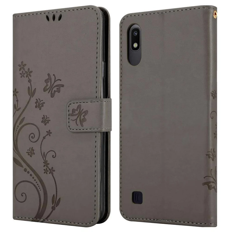 Cadorabo Hülle kompatibel mit Samsung Galaxy A10 / M10 Schutzhülle im Blumen Design mit Magnetverschluss, Standfunktion und Kartenfächern