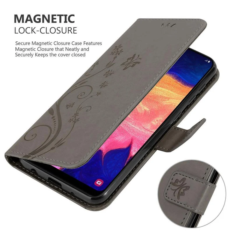Cadorabo Hülle kompatibel mit Samsung Galaxy A10 / M10 Schutzhülle im Blumen Design mit Magnetverschluss, Standfunktion und Kartenfächern