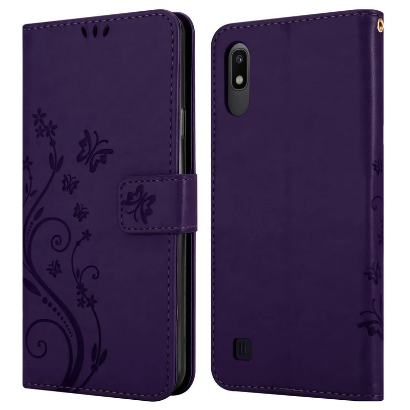 Cadorabo Hülle kompatibel mit Samsung Galaxy A10 / M10 Schutzhülle im Blumen Design mit Magnetverschluss, Standfunktion und Kartenfächern