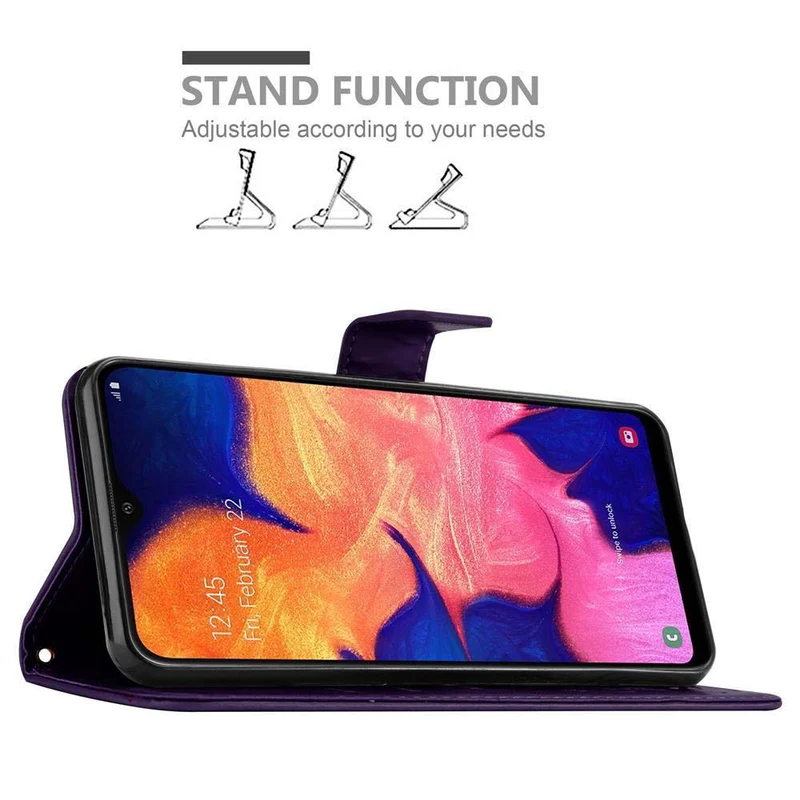 Cadorabo Hülle kompatibel mit Samsung Galaxy A10 / M10 Schutzhülle im Blumen Design mit Magnetverschluss, Standfunktion und Kartenfächern